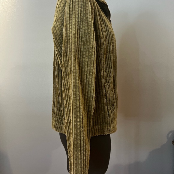 Woolrich Women’s 100% Cotton Olive Green Corduroy Ribbed Zip Up Jacket w/Pockets - Picture 5 of 12